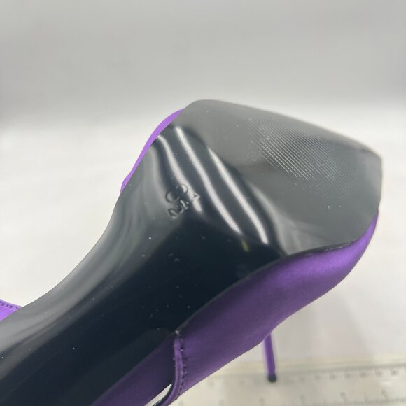 FSJ Purple Pointed Toe D'Orsay High Heel Slingback Pumps Sandals Cutout Shoes - Picture 6 of 8